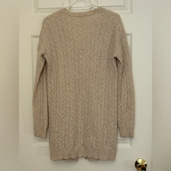 Garnet Hill Cashmere Cable Knit Open Cardigan - Picture 3 of 16